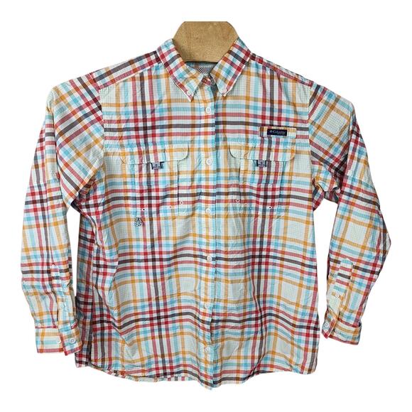 Columbia PFG Super Bahama Vented Long sleeve Check Fishing Shirt Large Men's - Picture 2 of 4